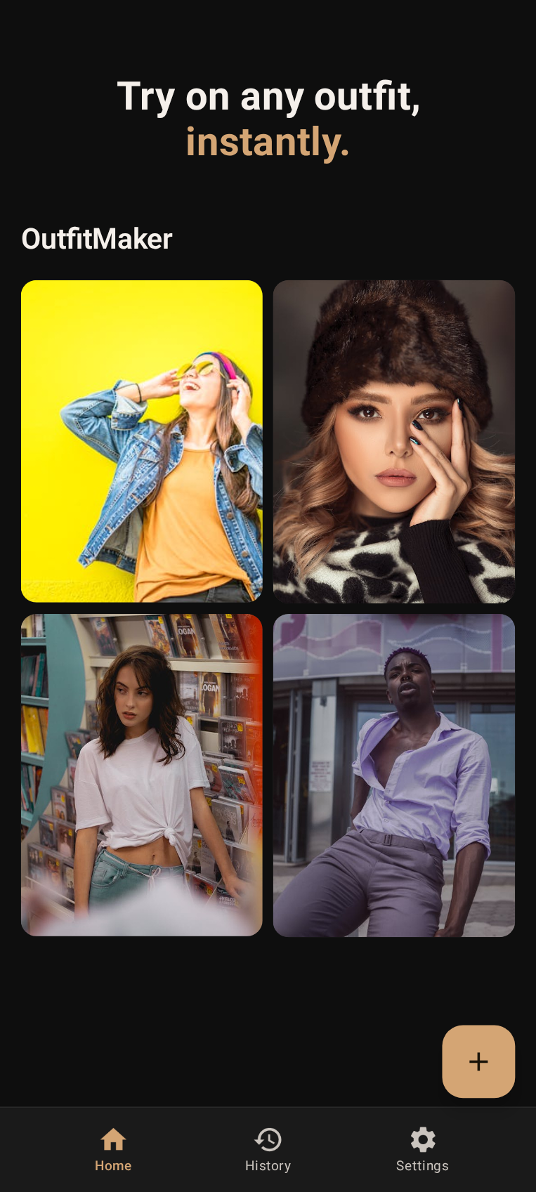 OutfitMaker home screen